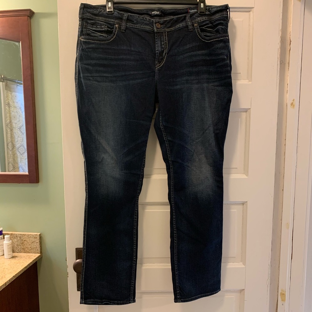 Silver Elyse Mid-Rise Straight Cut Jeans